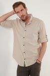 Pamuklu Regular Fit Düğmeli Yaka Erkek Gömlek CF20S111871 TAŞ