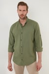 Pamuklu Regular Fit Düğmeli Yaka Erkek Gömlek CF20S111871 HAKİ