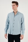 Pamuklu Regular Fit Düğmeli Yaka Erkek Gömlek CF20S111871 AQUA