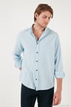 Pamuklu Regular Fit Düğmeli Yaka Erkek Gömlek CF20S111871 AÇIK MAVİ
