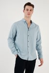Pamuklu Regular Fit Düğmeli Yaka Erkek Gömlek CF20S111871 AQUA