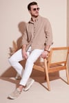 Pamuklu Regular Fit Düğmeli Yaka Erkek Gömlek CF20S111871 TOPRAK