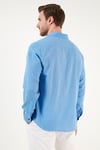 Pamuklu Regular Fit Düğmeli Yaka Erkek Gömlek CF20S111871 KOYU MAVİ