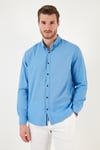 Pamuklu Regular Fit Düğmeli Yaka Erkek Gömlek CF20S111871 KOYU MAVİ