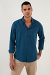 Pamuklu Regular Fit Düğmeli Yaka Erkek Gömlek CF20S111871 İNDİGO
