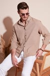 Pamuklu Regular Fit Düğmeli Yaka Erkek Gömlek CF20S111871 TOPRAK