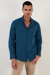 Pamuklu Regular Fit Düğmeli Yaka Erkek Gömlek CF20S111871 İNDİGO