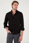 Pamuklu Regular Fit Düğmeli Yaka Erkek Gömlek CF20S111871 SİYAH