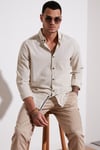 Pamuklu Regular Fit Düğmeli Yaka Erkek Gömlek CF20S111871 TAŞ