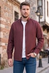 Pamuklu Regular Fit Düğmeli Yaka Kışlık Erkek Gömlek CF24W127079 BORDO