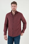Pamuklu Regular Fit Düğmeli Yaka Kışlık Erkek Gömlek CF24W127079 BORDO