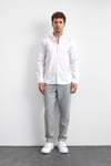 Pamuklu Regular Fit Düğmeli Yaka Uzun Kollu Erkek Gömlek B35W20013 101 BEYAZ