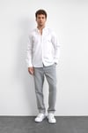 Pamuklu Regular Fit Düğmeli Yaka Uzun Kollu Erkek Gömlek B35W20013 101 BEYAZ