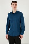 Pamuklu Regular Fit Düz Yaka Erkek Gömlek CF25S119628 İNDİGO