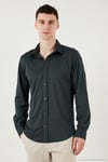 Pamuklu Regular Fit Düz Yaka Erkek Gömlek CF25S119628 ANTRASİT