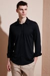 Pamuklu Regular Fit Düz Yaka Erkek Gömlek CF25S119628 SİYAH
