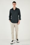 Pamuklu Regular Fit Düz Yaka Erkek Gömlek CF25S119628 ANTRASİT