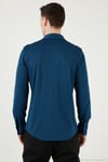 Pamuklu Regular Fit Düz Yaka Erkek Gömlek CF25S119628 İNDİGO