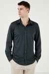 Pamuklu Regular Fit Düz Yaka Erkek Gömlek CF25S119628 ANTRASİT