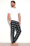Pamuklu Regular Fit Ekoseli Elastik Bel Erkek Pijama Altı 611PT00154 SİYAH-YEŞİL