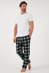 Pamuklu Regular Fit Ekoseli Elastik Bel Erkek Pijama Altı 611PT00154 SİYAH-YEŞİL