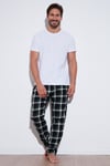 Pamuklu Regular Fit Ekoseli Elastik Bel Erkek Pijama Altı 611PT00154 SİYAH-YEŞİL