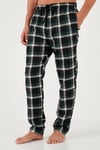 Pamuklu Regular Fit Ekoseli Elastik Bel Erkek Pijama Altı 611PT00154 SİYAH-YEŞİL
