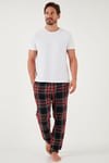 Pamuklu Regular Fit Ekoseli Elastik Bel Erkek Pijama Altı 611PT00154 SİYAH-KIRMIZI