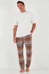 Pamuklu Regular Fit Ekoseli Elastik Bel Erkek Pijama Altı 611PT00154 CAMEL