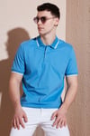 Pamuklu Regular Fit Erkek Polo Yaka T Shirt 5902063 Açık Mavi-Ekru