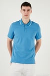 Pamuklu Regular Fit Erkek Polo Yaka T Shirt 5902063 Açık Mavi-Ekru