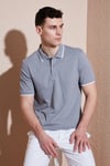 Pamuklu Regular Fit Erkek Polo Yaka T Shirt 5902063 Açık Gri-Ekru