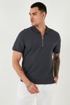 Pamuklu Regular Fit Fermuarlı Erkek Polo Yaka T Shirt 5902434 ANTRASİT