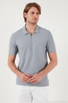 Pamuklu Regular Fit Fermuarlı Erkek Polo Yaka T Shirt 5902434 GRİ