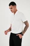 Pamuklu Regular Fit Fermuarlı Erkek Polo Yaka T Shirt 5902915 BEYAZ
