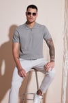Pamuklu Regular Fit Fermuarlı Erkek Polo Yaka T Shirt 5902915 Kül