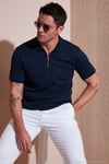 Pamuklu Regular Fit Fermuarlı Erkek Polo Yaka T Shirt 5902738 İNDİGO