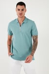 Pamuklu Regular Fit Fermuarlı Erkek Polo Yaka T Shirt 5902915 MAVİ