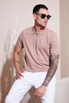 Pamuklu Regular Fit Fermuarlı Erkek Polo Yaka T Shirt 5902915 PUDRA
