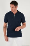 Pamuklu Regular Fit Fermuarlı Erkek Polo Yaka T Shirt 5902738 İNDİGO