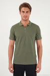 Pamuklu Regular Fit Fermuarlı Erkek Polo Yaka T Shirt 5902738 HAKİ