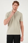 Pamuklu Regular Fit Fermuarlı Erkek Polo Yaka T Shirt 5902434 TAŞ