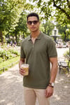 Pamuklu Regular Fit Fermuarlı Erkek Polo Yaka T Shirt 5902434 HAKİ