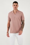 Pamuklu Regular Fit Fermuarlı Erkek Polo Yaka T Shirt 5902915 PUDRA