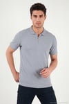 Pamuklu Regular Fit Fermuarlı Erkek Polo Yaka T Shirt 5902738 AÇIK GRİ