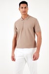 Pamuklu Regular Fit Fermuarlı Erkek Polo Yaka T Shirt 5902434 VİZON