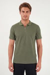 Pamuklu Regular Fit Fermuarlı Erkek Polo Yaka T Shirt 5902738 HAKİ