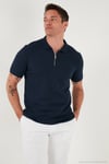 Pamuklu Regular Fit Fermuarlı Erkek Polo Yaka T Shirt 5902738 İNDİGO