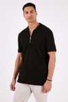 Pamuklu Regular Fit Fermuarlı Erkek Polo Yaka T Shirt 5902738 SİYAH