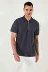 Pamuklu Regular Fit Fermuarlı Erkek Polo Yaka T Shirt 5902434 ANTRASİT